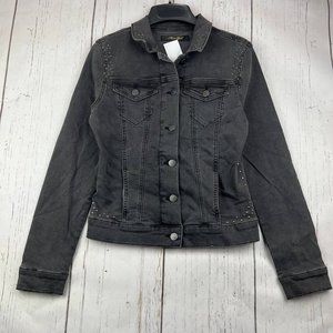 Mavi Small Cropped Fit Stretchable‎ Denim Jeans Jacket Black Women New